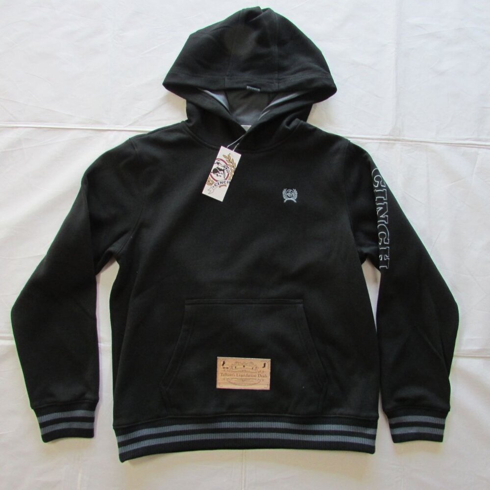 Cinch Boy's Logo Embroidered Hooded Pullover Sweatshirt Hoodie Black